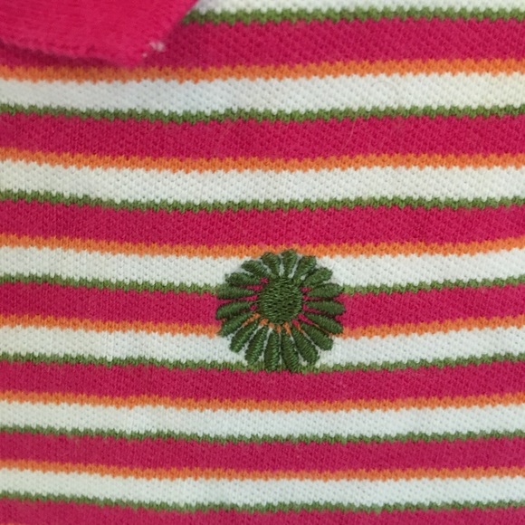 Pink/Green Striped Polo Type Shirt - Picture 3 of 4